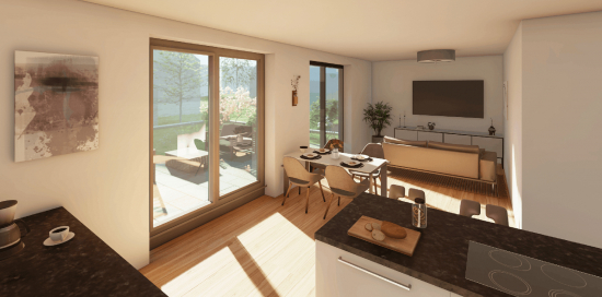 Neubauprojekt GRÜNE MITTE - Visualisierung Innenraum 4-Zimmer Wohnung