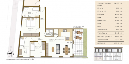 Neubauprojekt S42 - Grundriss WHG A3 | 4 Zimmer | EG